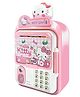 Magicwand ABS Plastic Musical Money Safe Kids Piggy Savings Bank with Finger Print Sensor & Solitaire Stickers (Pink & White)