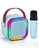 Magicwand K12USB-C Charging, Pink with 1 Mic Blue  Kids Karaoke Microphone Wireless Bluetooth Speaker with RGB LED Lighting for Kids