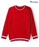 Honeyhap Knit Bio Finish Full Sleeves Round Neck Pullovers  With Cable Knit Design - Mars Red