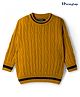 Honeyhap Knit Bio Finish Full Sleeves Round Neck Pullovers  With Cable Knit Design - Mustard