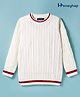 Honeyhap Premium Knit Full Sleeves Pullover Sweater with Bio Finish & Cable Knit Design - White