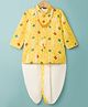 Dapper Dudes Full Sleeves Bandhani Printed Kurta Dhoti With Necklace Set - Yellow