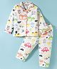 Enfance Core Full Sleeves Vehicles Printed Coordinating Night Suit Set - Orange