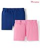 Honeyhap Premium Cotton Elastane Mid Thigh Solid Cycling Shorts with Bio Finish - Navy Blue & Light Pink