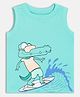 MINI KLUB Cotton Knit Sleeveless Crocodile Printed Tee - Blue