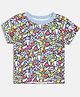 MINI KLUB Cotton Knit Half Sleeves Beach Themed Printed Tee - Blue