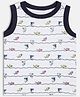MINI KLUB Cotton Knit Sleeveless Shark Printed Tee - White