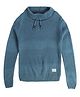 MINI KLUB Cotton Knit Full Sleeves Lets Go Outside Patch Detailed Sweater - Blue