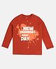MINI KLUB Cotton Knit Full Sleeves New Beginnings Everyday Text Printed Tee - Red