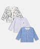 MINI KLUB Cotton Knit Pack Of 3 Full Sleeves Striped & Animal Printed Vests - White & Blue