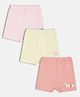 MINI KLUB Cotton Knit Pack Of 3 Typography & Ice Cream Printed Shorts - Pink & Cream