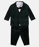 MINI KLUB Cotton Blend Knit Full Sleeves Solid 3 Piece Party Suit Set With Bow - White & Green