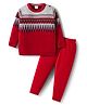 Babyhug Knit Full Sleeves Pullover Sweater Set with Stripes & Zig Zag Design - Red & White