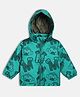 MINI KLUB Cotton Woven Full Sleeve Animal Printed Light Winter Hooded Jacket - Teal