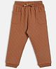 MINI KLUB Cotton Knit Geometric Embroidered Joggers - Brown