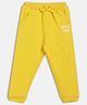 MINI KLUB Cotton Blend Knit Wild One Text Embroidered Joggers - Yellow