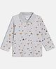 MINI KLUB Cotton Knit Full Sleeves Camping Theme Printed Polo Tee - White
