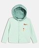 MINI KLUB Cotton Knit Full Sleeves Cartoons Embroidered Hooded Shirt - Sea Green
