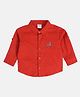 MINI KLUB Cotton Woven Full Sleeves Animal Embroidered  Shirt - Red