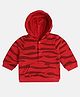 MINI KLUB Cotton Knit Full Sleeves Abstract Printed Hoodie  - Red
