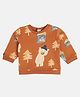 MINI KLUB Cotton Knit Full Sleeves Tree Printed Sweatshirt - Brown