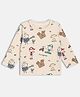 MINI KLUB Cotton Knit Full Sleeves Fun Together Text  Printed Tee - Beige