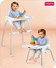 Babyhug Highchair and Small Feeding Chair - White| Removable Feeding Tray| Adjustable Footrest| Safety Harness| Anti-skid Base| Easy Assembly| Sturdy and Durable
