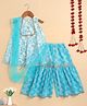 The Magic Wand Cotton Woven Sleeveless Floral Printed Gota Lace Embellished Kurti & Sharara With Dupatta Set - Blue