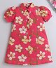 The Magic Wand Cotton Woven Half Puffed Sleeves Floral Printed A Line Dress -Pink