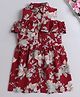 The Magic Wand Cotton Woven Cold Shoulder Sleeves Floral Printed Frill Detailed Shirt Style Dress - Maroon