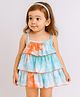The Magic Wand Cotton Woven Sleeveless Tie Dye Tiered Top - Blue