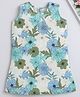 The Magic Wand Cotton Woven Sleeveless Floral Printed A-Line Dress - Green