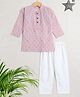 The Magic Wand Cotton Woven Full Sleeves Floral Motifs Printed Kurta Pyjama Set - Pink