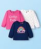 Babyhug 100% Cotton Knit Full Sleeves T-Shirt with Heart & Rainbow Print Pack of 3 - Navy Blue White & Pink