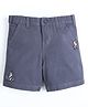 Kiddopanti Cotton Woven Anchor Patch Detailed Short - Dark Grey