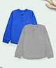 KiddoPanti Cotton Knit Pack of 2 Full Sleeves Solid Henley Neck Tee - Royal Blue & Light Grey
