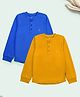 KiddoPanti Cotton Knit Pack of 2 Full Sleeves Solid Henley Neck Tee - Royal Blue & Mustard