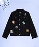 Kiddopanti Denim Woven Full Sleeves Halloween Themed Patch Detailed Jacket - Black