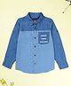 Kiddopanti Denim Woven Full Sleeves Future Space Explorer Text Printed Shirt - Light Blue