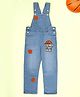 Kiddopanti Denim Woven Basketballs Patch Detailed Dungaree - Light Blue