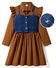 Hola Bonita Cotton Woven Full Sleeves Dress With Jacket - Brown