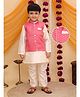 AJ Dezines Cotton Woven Full Sleeves Solid Kurta Pyjama With Floral Motif Foil Printed Jacket Set - Pink