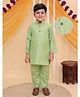 AJ Dezines Cotton Woven Full Sleeves Solid Kurta Pyjama Set - Light Green