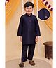 AJ Dezines Cotton Woven Full Sleeves Solid Kurta Pyjama Set - Navy Blue