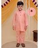 AJ Dezines Cotton Woven Full Sleeves Solid Kurta Pyjama Set - Peach
