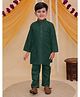 AJ Dezines Cotton Woven Full Sleeves Solid Kurta Pyjama Set - Dark Green