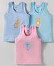 Zero Knitted Sleeveless Vests With Animal Print Pack Of 3 - Pink Aqua & Blue