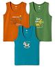 Zero Knit Sleeveless Vests With Beach Theme Print Pack of 3 - Blue Green & Rust