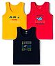 Zero Knit Sleeveless Vests With Text Print Pack of 3 - Navy Blue Red & Yellow