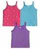 Zero Sinker Knit Sleeveless Slips With Heart & Tropical Theme Print Pack of 3 - Purple Red & Turquoise